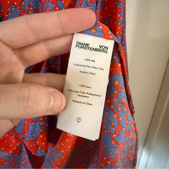 Diane Von Furstenberg Long-sleeve Printed Silk Shirt In Callow Bright Red - Picture 4 of 5